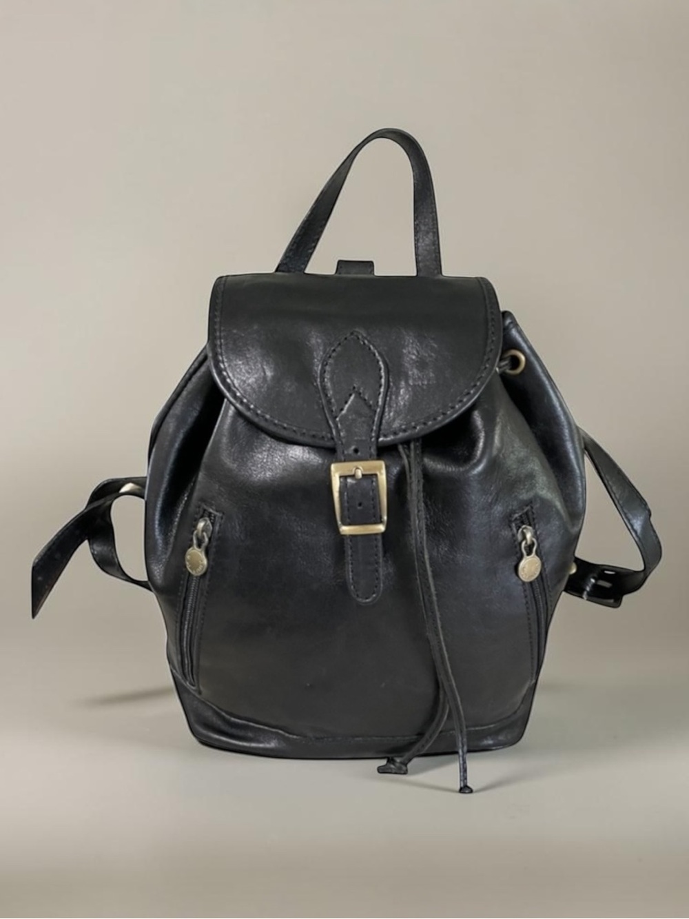 LEATHER ITALY Florence Large Black Backpack Bag